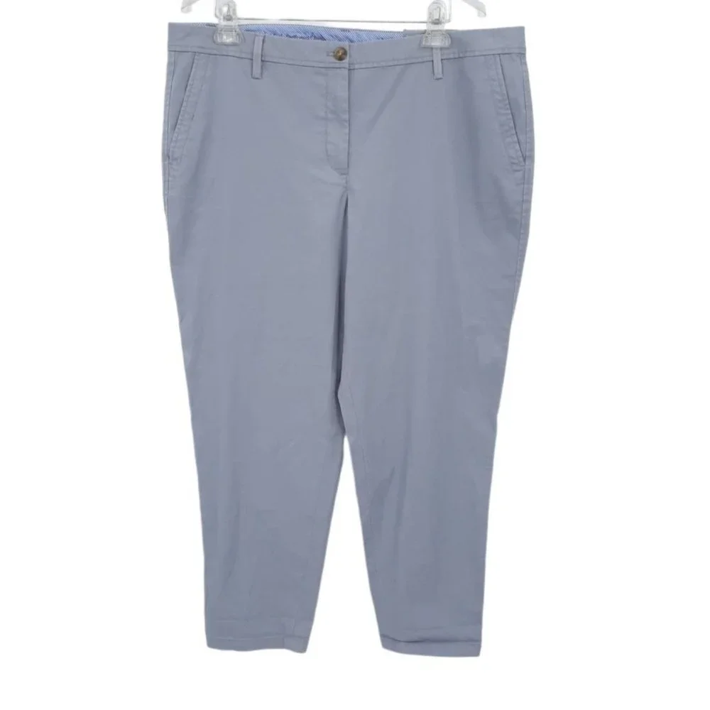 NEW Talbots Gray Girlfriend Chino Relaxed Fit Ankle Length Pants Size 16 Stretch